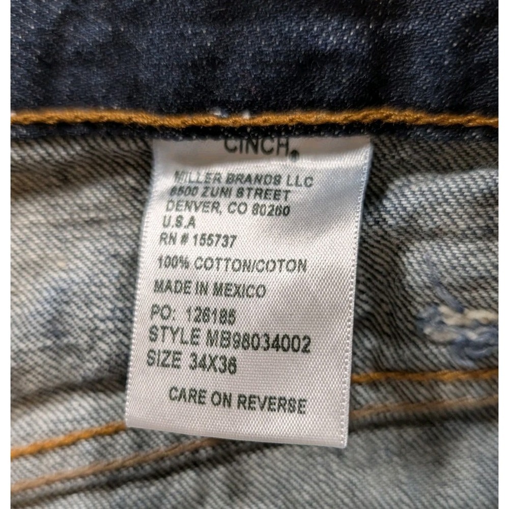 Cinch Silver Label Men's Jeans 34x36 Dark Wash Slim Fit Straight Leg EUC - Picture 5 of 10